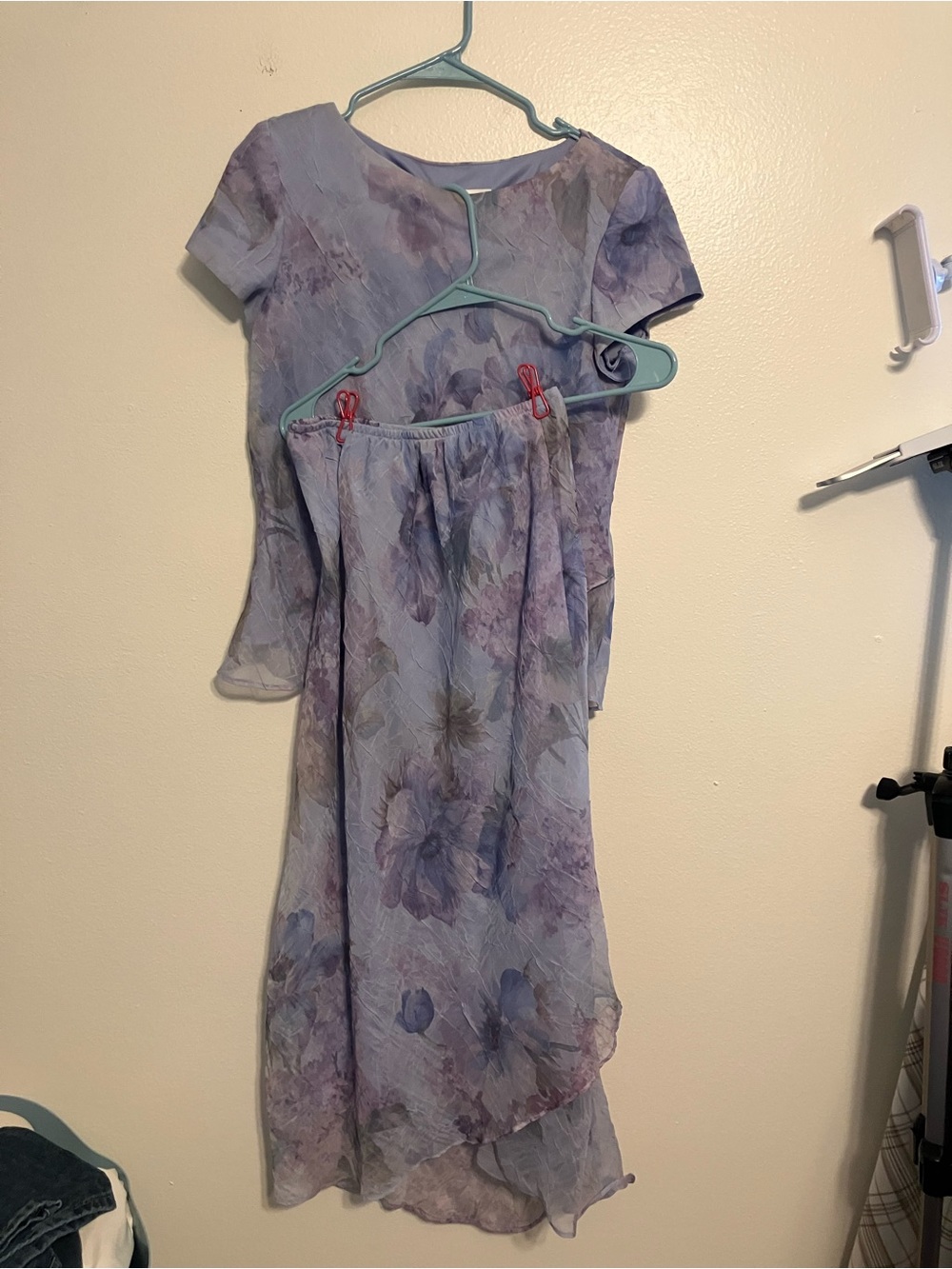 Girls' Lavender Floral Two-Piece Dress Set